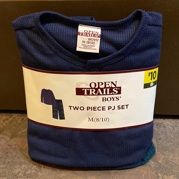 Open Trails Other - NWT Boys blue plaid two piece pj set. Size M (8/10). Top/Bottom: 100% Polyester